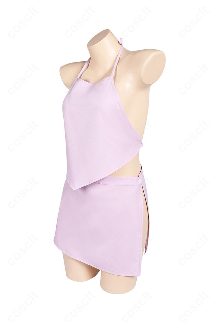 薬屋のひとりごと 猫猫（マオマオ）コスプレ衣装の左側面ビュー。短丈トップスとショートパンツの美しいフォルムを表現。