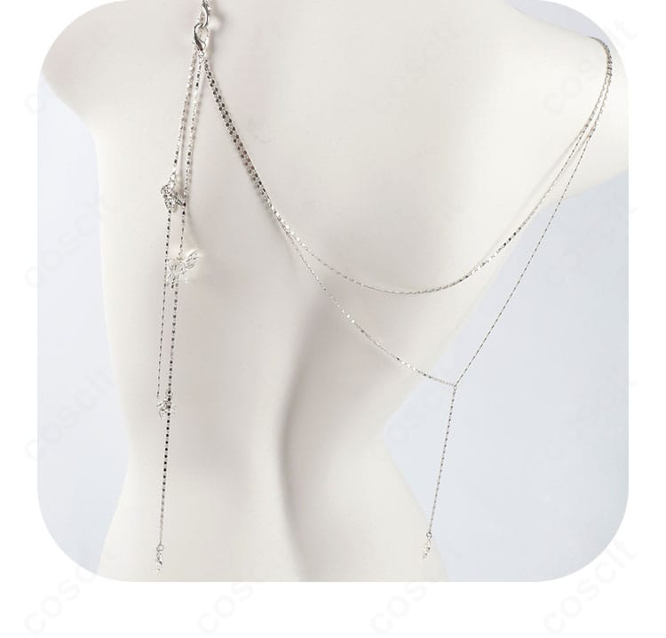 恋と深空・流れる雲 コスプレ衣装の背面装飾ディテール。背中の装飾配置とステッチの拡大