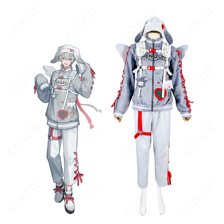 商品正面とキャラクターの比較イメージ｜にじさんじ 弦月藤士郎 Angelic Dream コスプレ衣装の再現度を示す合成ビジュアル