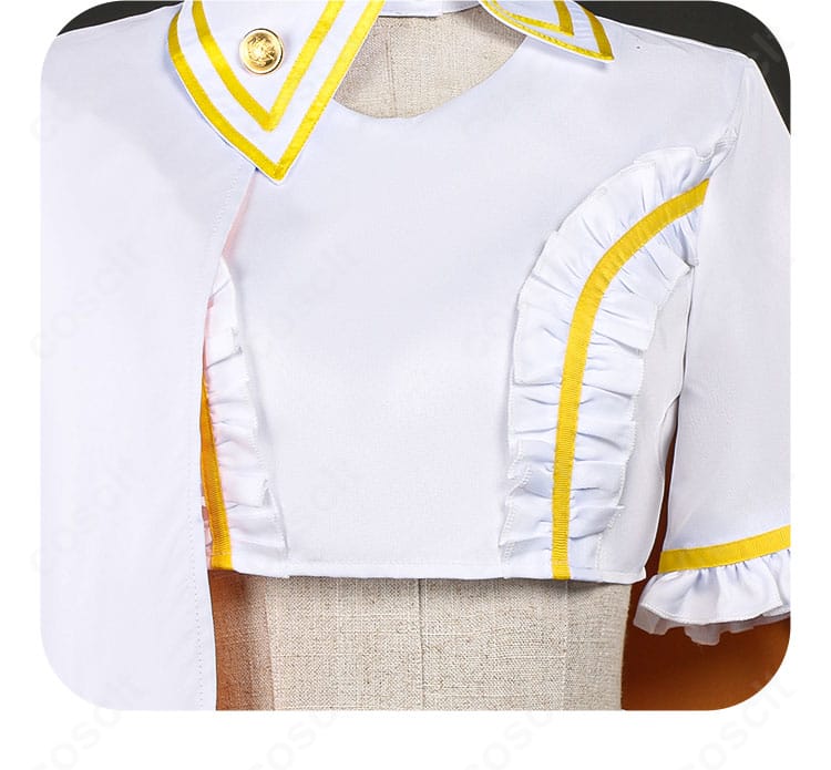 三俣チョコ 魔法衣装の衣襟周りの質感と縫製。ステッチの整いと生地のハリを示すクローズアップ。