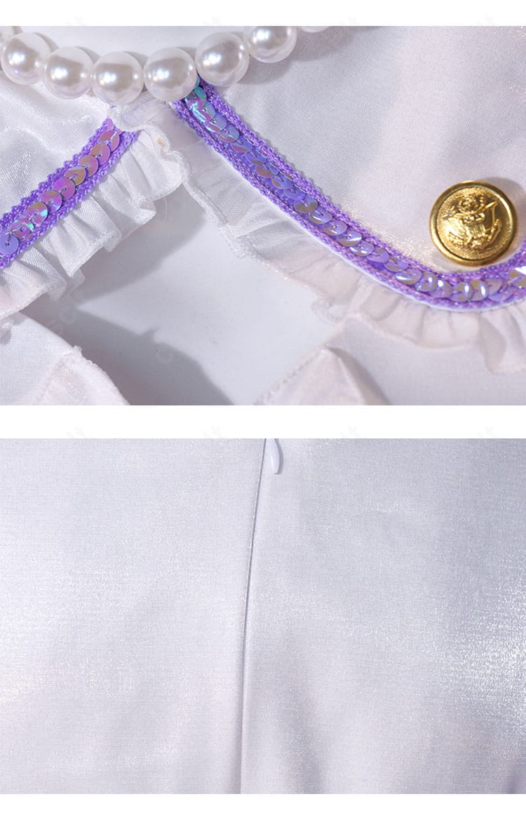 新里アズ 魔法衣装ver. コスプレ衣装の襟元と背面ファスナーの近接。生地質感と縫い目の仕上がりが分かる