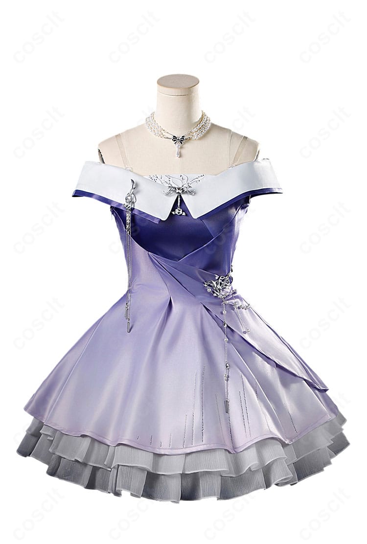 恋と深空 主人公「想い重なる時・巡る銀河」コスプレ衣装の正面全体。胸飾り・リボン・透明ストラップの配置まで忠実に再現。