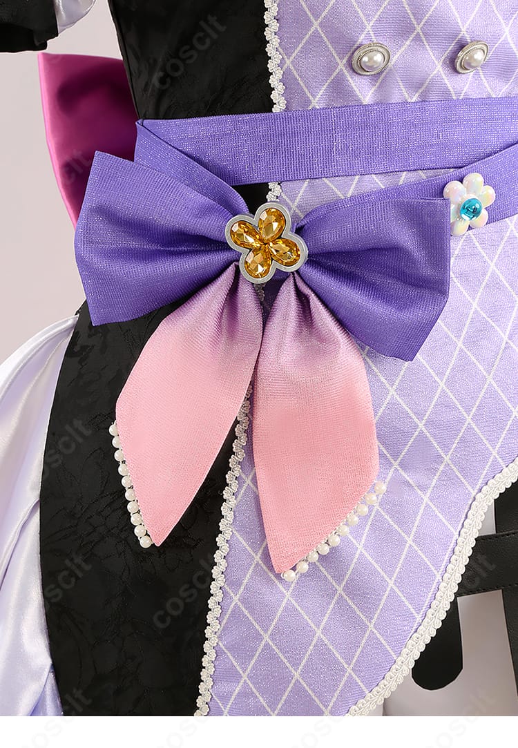 花群冬芽 アメジストドリーム衣装の腰リボン装飾。ウエストラインを美しく見せる配置とバランス。