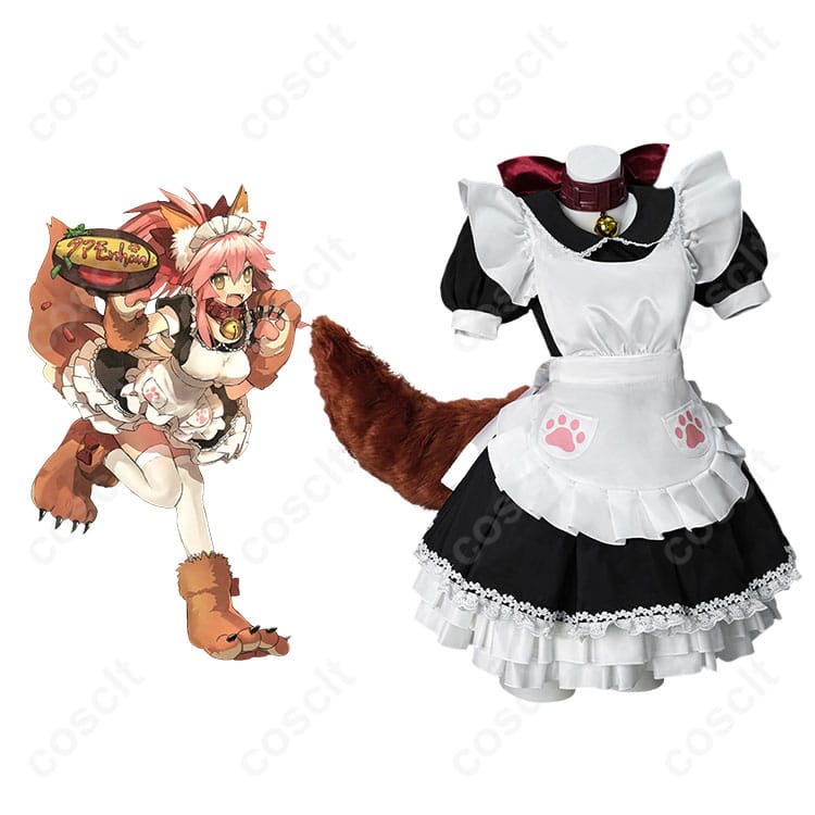 Fate/Grand Order タマモキャット コスプレ衣装 2段階目メイド服 キャラクターと商品服装展示図