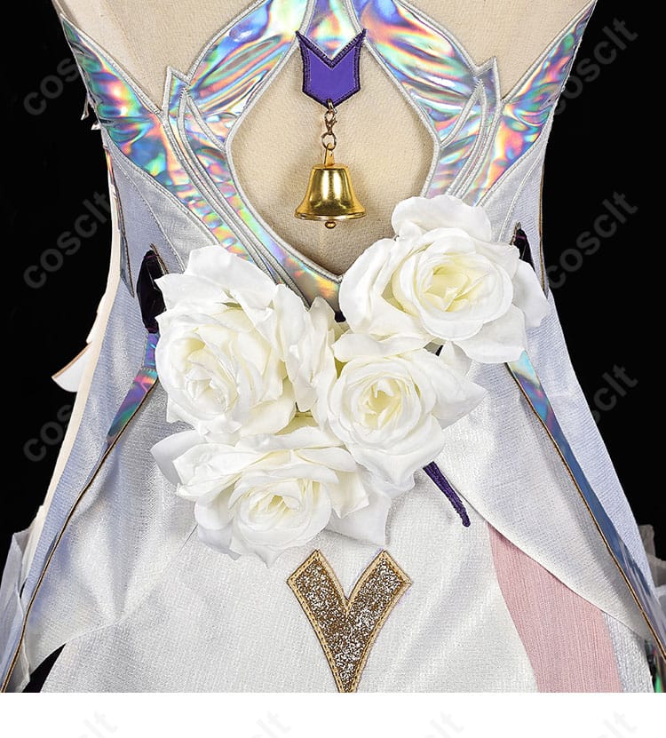 崩壊3rd エリシア コスプレ衣装 背面ベルと花飾り ディテール写真