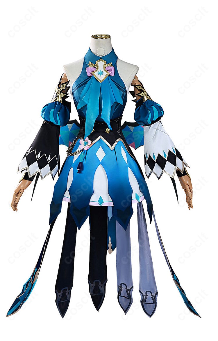 ケリュドラ コスプレ衣装の正面全体図。ワンピースとコルセットで整う美シルエットを忠実に再現。