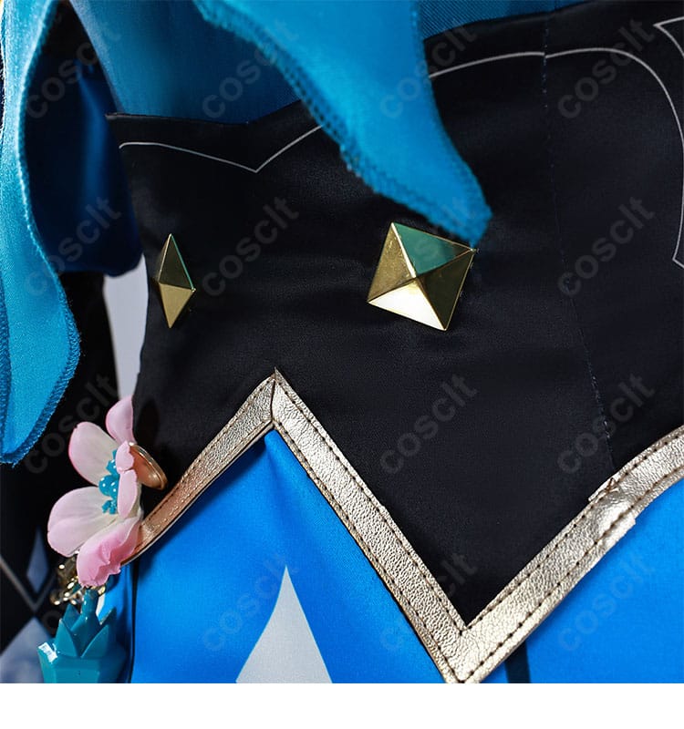 ケリュドラ衣装のコルセットベルト詳細。ウエストを引き締める装飾と調整構造。