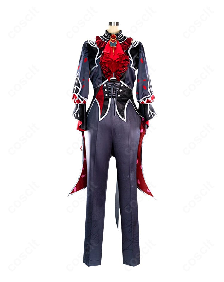 プロセカ 鏡音レン コスプレ衣装の正面全体図。トップスとコルセット、襟飾りを含む高再現デザイン。