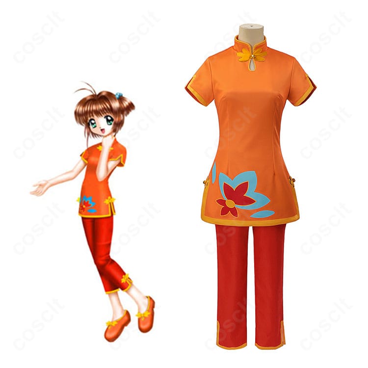 木之本桜のチャイナ風コスプレ衣装を着用した全身イメージ。カードキャプターさくらの世界観を上品に再現。