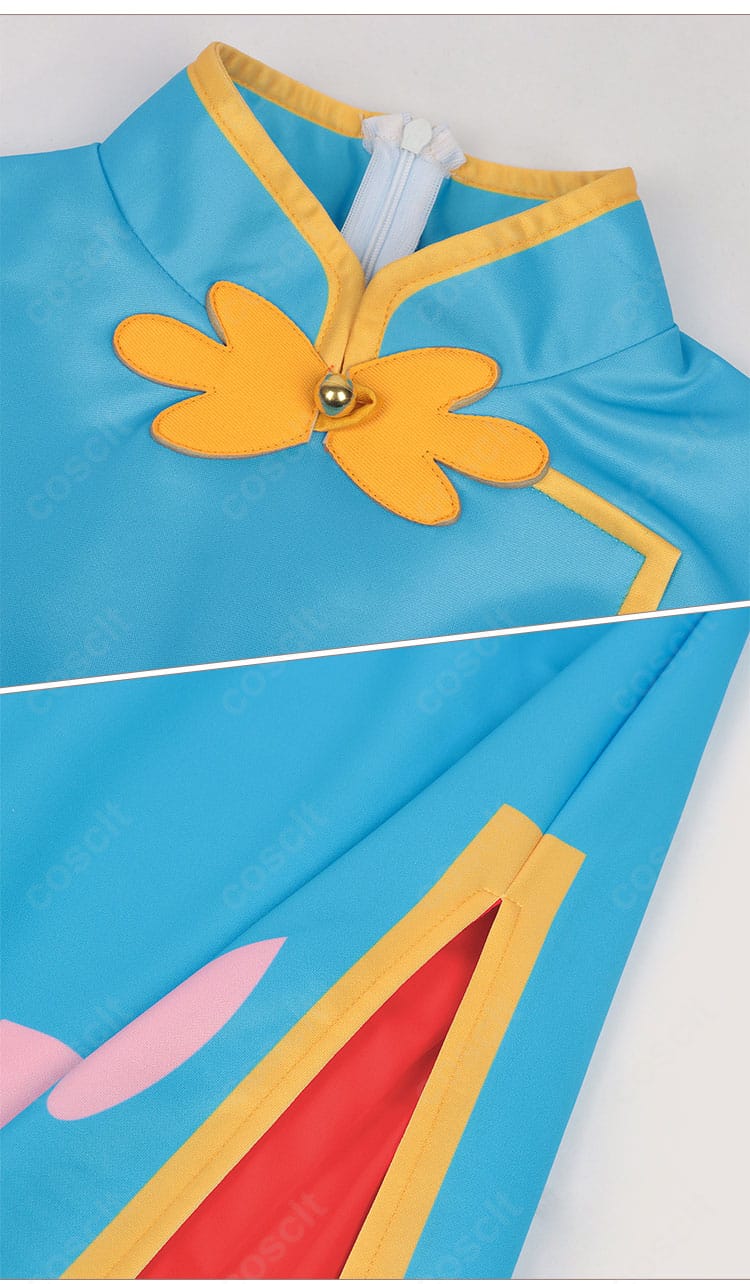 大道寺知世 コスプレ衣装のチャイナ襟元装飾アップ。刺繍風のディテールが上品さを演出。