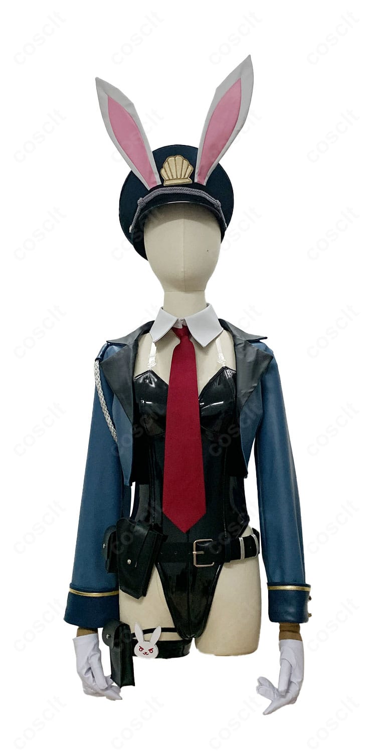 アズールレーン ネプチューン『いざゆけウサギセキュリティ！』コスプレ衣装の正面全体写真。帽子・ネクタイ・ウエストポーチを含む高再現セット構成。