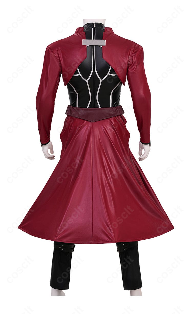 エミヤ（アーチャー）衣装の背面全身。背中の切り替えと外套のフレアが忠実で再現度が高い。