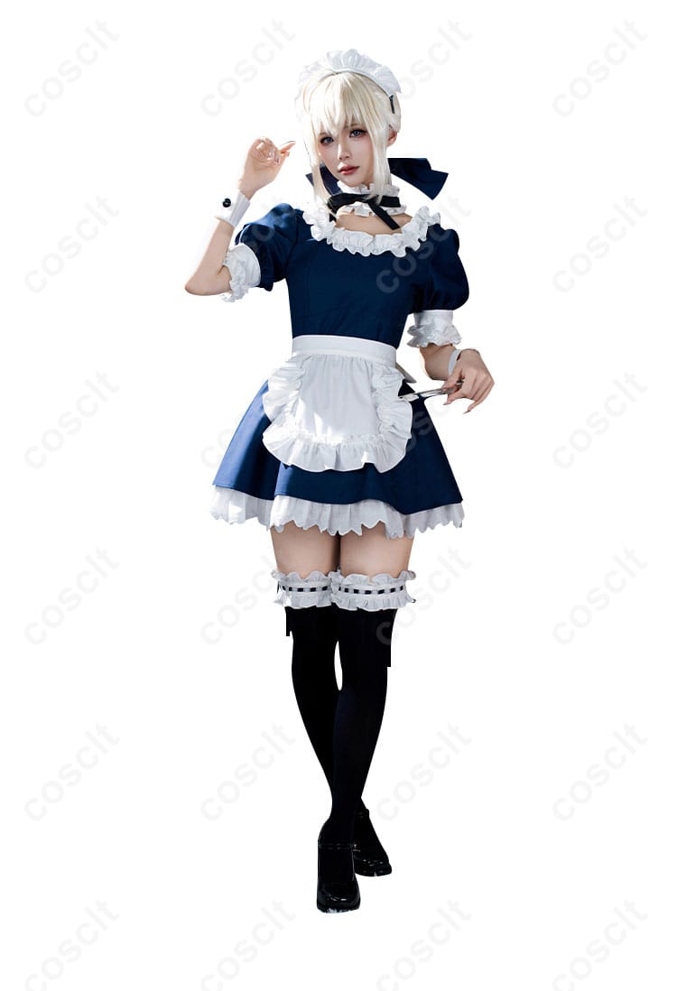 Fate/stay night アルトリア・ペンドラゴン セイバー メイド服 コスプレ衣装-4