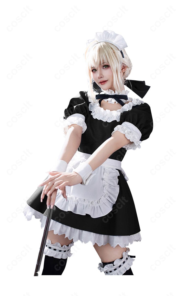 Fate/stay night アルトリア・ペンドラゴン セイバー メイド服 コスプレ衣装-2
