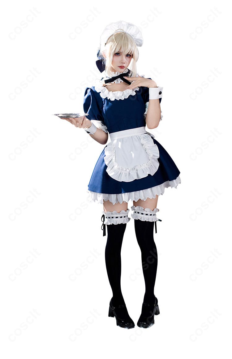 Fate/stay night アルトリア・ペンドラゴン セイバー メイド服 コスプレ衣装-3