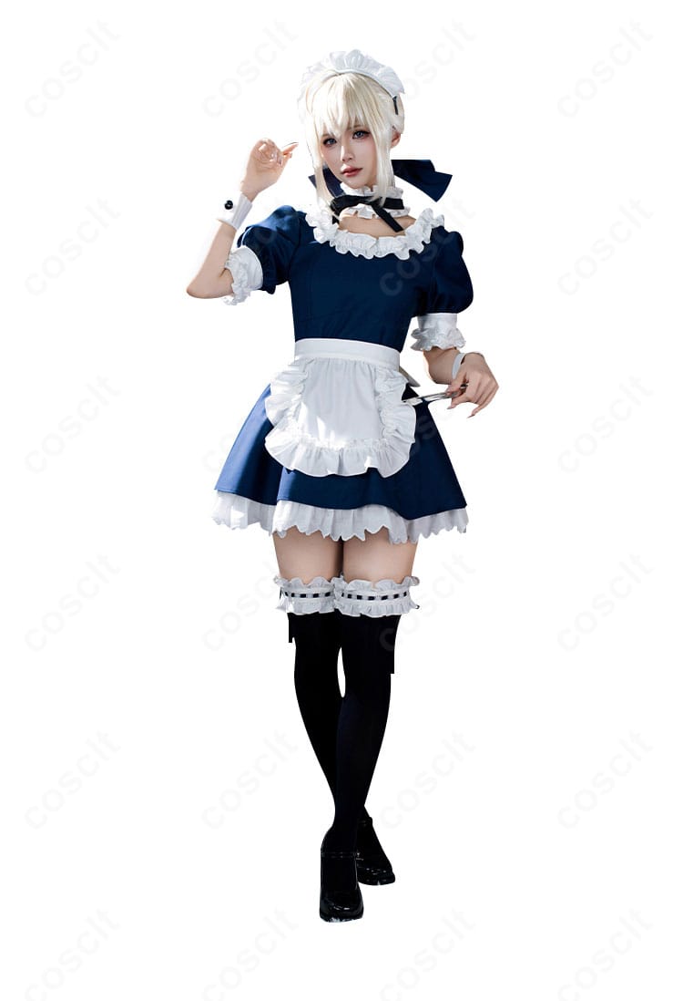 Fate/stay night アルトリア・ペンドラゴン セイバー メイド服 コスプレ衣装-4