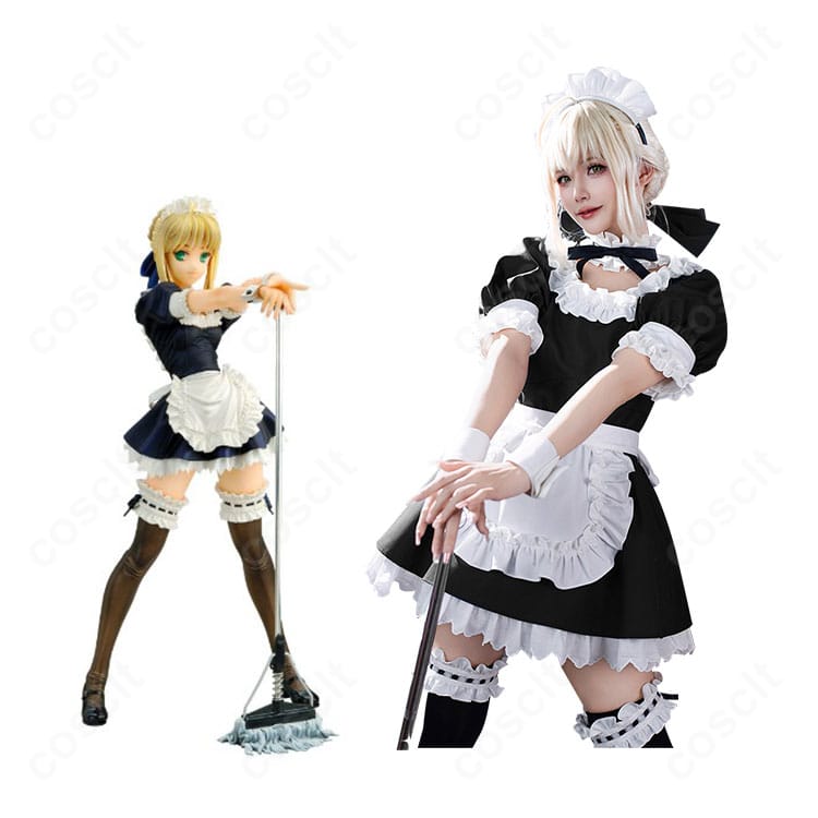 Fate/stay night アルトリア・ペンドラゴン セイバー メイド服 コスプレ衣装-1