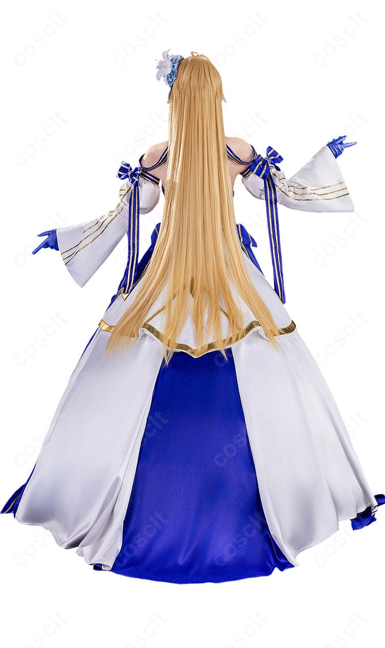 FGO アーキタイプ:アース アルクェイド衣装の背面全身。大型リボンとスカートライン、袖の落ち感を確認できる写真