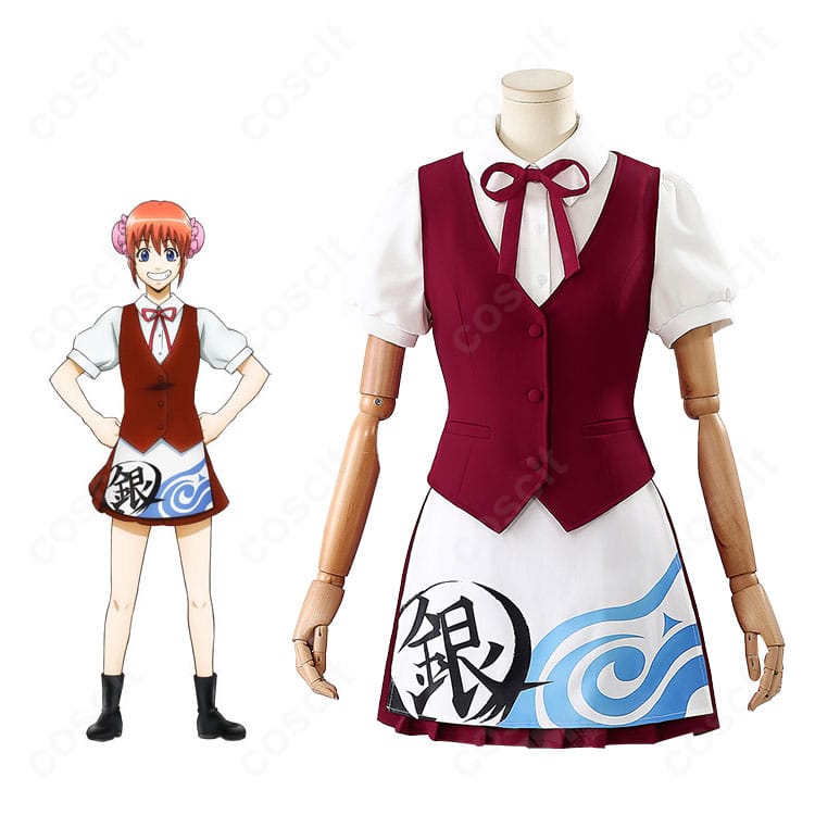 銀魂 神楽 ウエイター衣装の着用イメージ。かふぇあんどばー万事屋銀ちゃんモチーフの爽やかな接客スタイル。