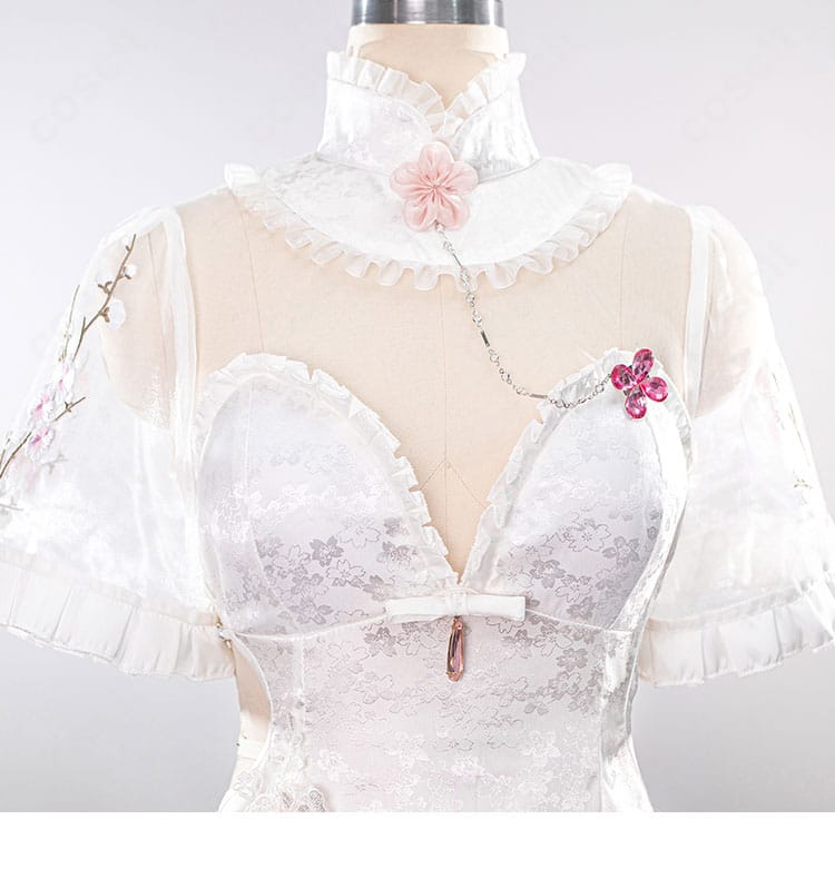 勝利の女神：NIKKE ドロシー チャイナドレス 襟元装飾ディテール。立体的な襟と装飾パーツの質感・仕立てを示すアップ。