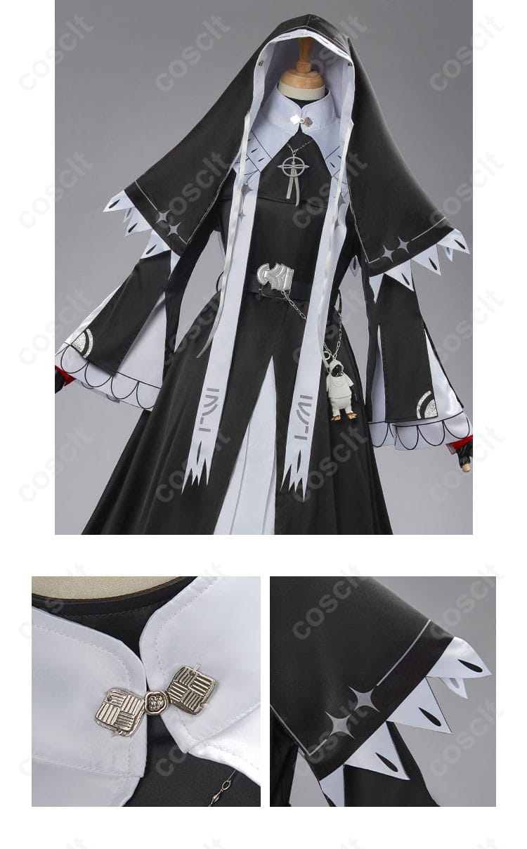 アークナイツ エクシア 新約シスター服 コスプレ衣装 衣襟と襟元装飾の細部