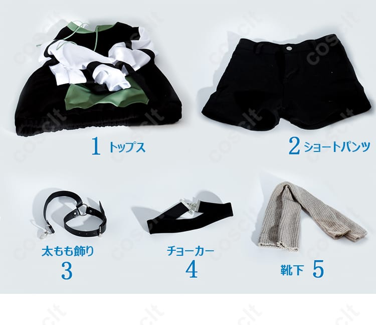セット内容一式｜トップス・ショートパンツ・太もも飾り・チョーカー・靴下（MyGO!!!!! 要楽奈『潜在表明』/COSCLT）