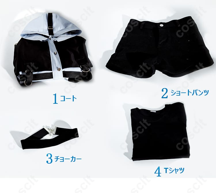 MyGO!!!!! 高松燈 コスプレ衣装 潜在表明 From THE FIRST TAKE セット内容一式展示｜コート・Tシャツ・ショートパンツ・チョーカー