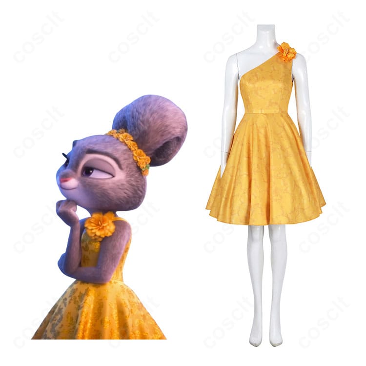 商品服装とジュディ・ホップスのイメージ画像｜ズートピア2 コスプレ衣装 花柄ワンピース