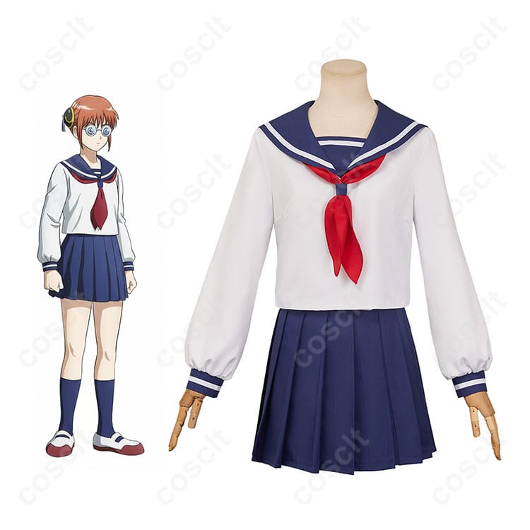 銀魂 3年Ｚ組銀八先生 志村妙 神楽 制服 コスプレ衣装-1
