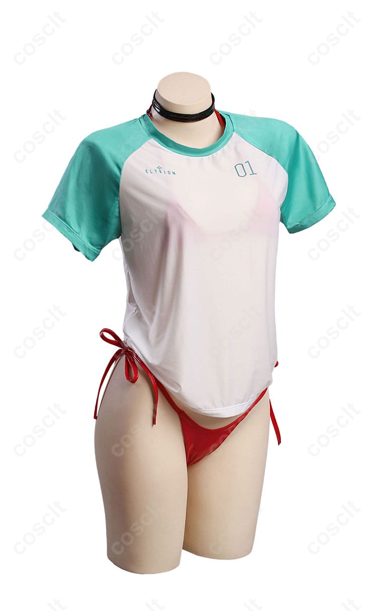 勝利の女神NIKKE ラピ コスプレ衣装『レッドフレーバー』短袖トップス正面ディテール画像｜高再現デザイン