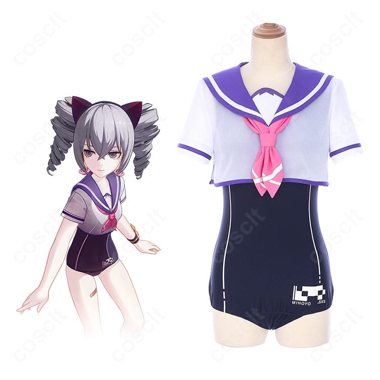 崩壊3rd ブローニャ・ザイチク スクール水着 コスプレ衣装 キャラクター人物と衣装全体図｜学園水着スタイルを忠実再現した高品質コスプレ