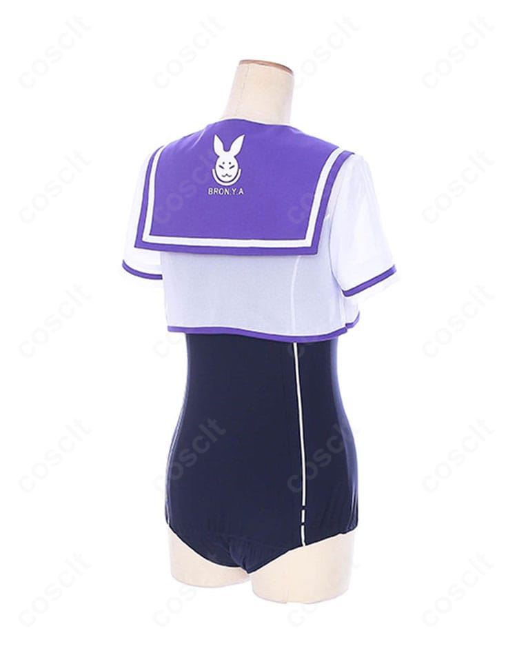 崩壊3rd ブローニャ・ザイチク スクール水着 コスプレ衣装 側背細部アップ｜背中ラインと水着のカットデザインを丁寧に再現