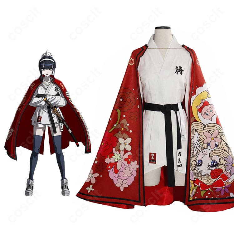 商品服装とキャラクターを一緒に写した凶鳥狂死香 私服コスプレ衣装｜HUNDRED LINE -最終防衛学園- 高再現デザイン