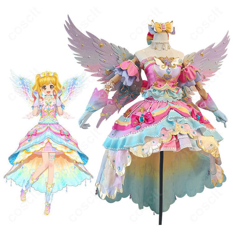 アイカツ! 虹野ゆめ レインボーエトワールコーデ コスプレ衣装とキャラクター公式ビジュアル比較図｜高再現度デザイン