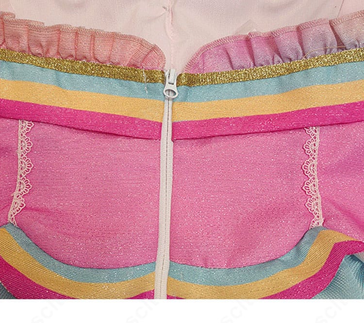アイカツ! コスプレ衣装 レインボーエトワールコーデ 背面ファスナー装飾の細部｜着脱しやすい実用設計