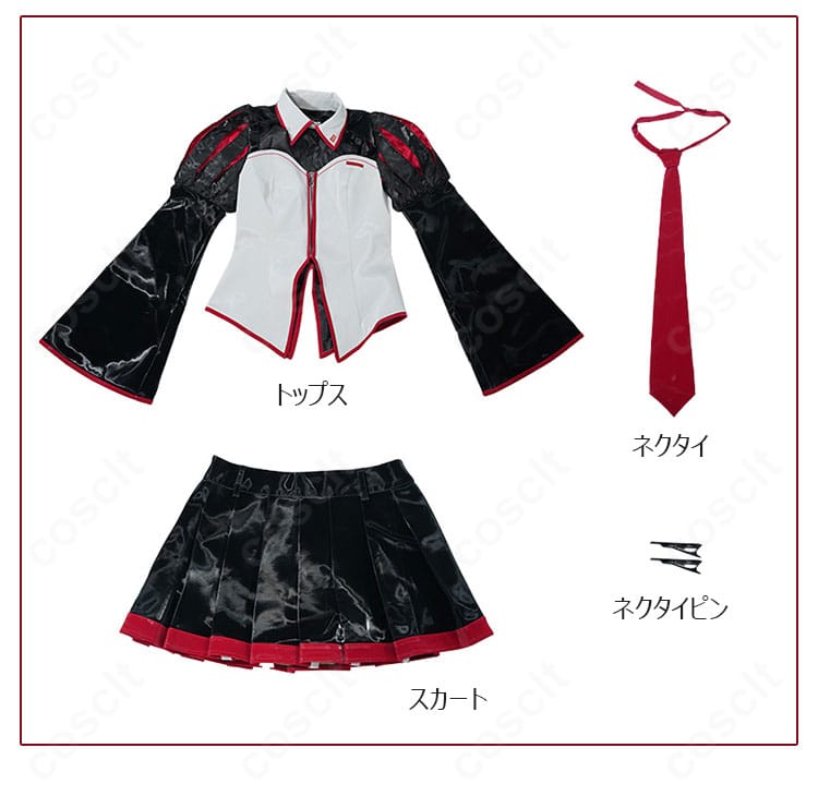 雑音ミク コスプレ衣装 フルセット内容展示｜トップス・スカート・ネクタイ付き