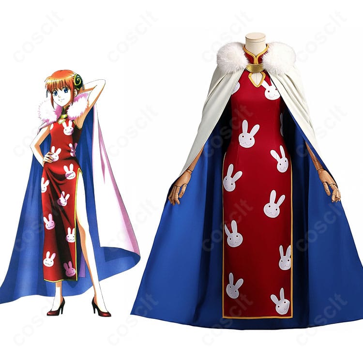 銀魂 神楽 コスプレ衣装 キャラクター全身と衣装セット｜ウサギ柄チャイナドレス cosplay イベント撮影向け