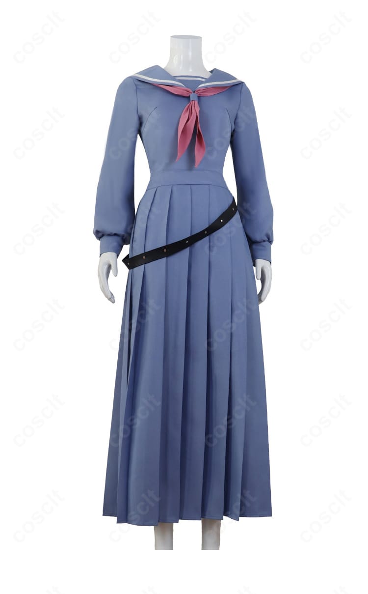 神楽 コスプレ衣装 スカート正面細部｜プリーツの形状や縫製の丁寧さを確認できるディテール。