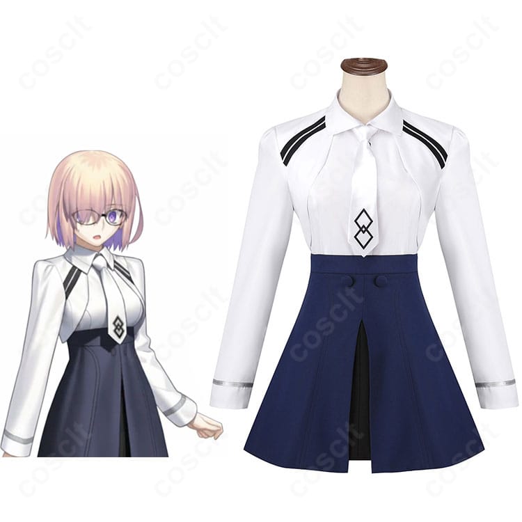 商品服装とキャラクター人物のコスプレ姿を再現した画像｜FGO マシュ・キリエライト 新衣装 コスプレ衣装
