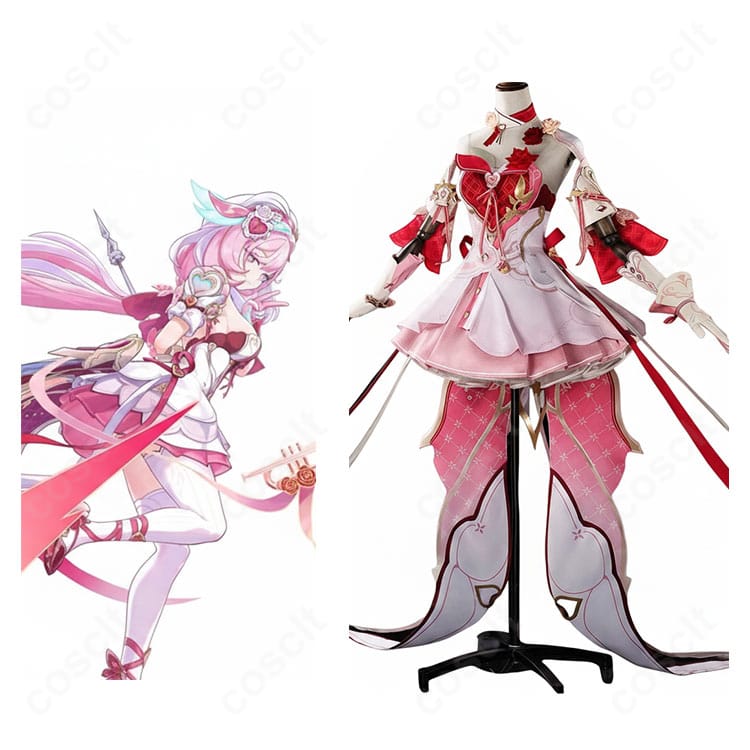 崩壊3rd エリシア バトルスーツ Hi♪ 愛願妖精♥ コスプレ衣装と公式キャラクター比較イメージ