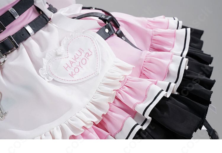 ホロライブ 博衣こより メイド コスプレ衣装 エプロンハート装飾アップ|かわいさを強調するハートデザイン