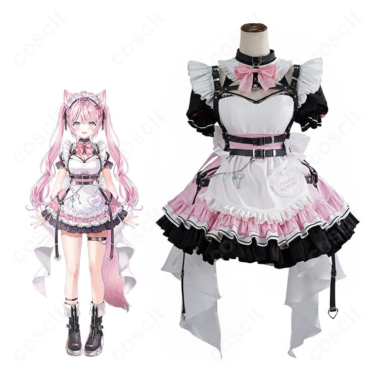 ホロライブ 博衣こより メイド コスプレ衣装とキャラクター公式ビジュアルの比較画像|高品質再現度をチェック