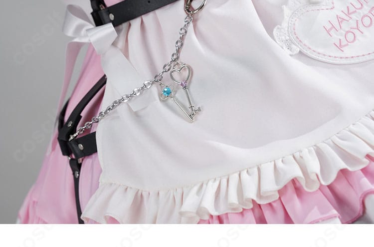 ホロライブ 博衣こより メイド コスプレ衣装 腰飾りチェーン&ハートキー装飾|個性的なポイントを忠実再現