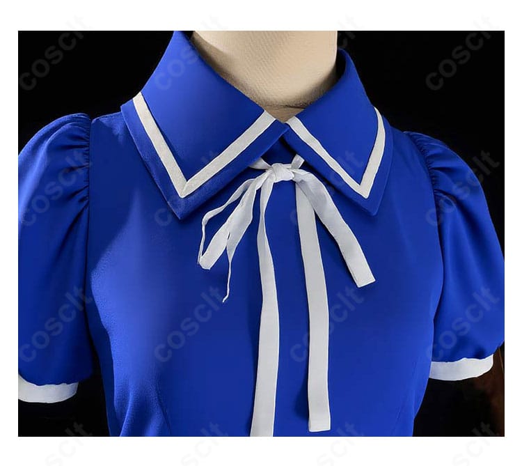 カードキャプターさくら 木之本桜 私服ワンピース コスプレ衣装 衣領とリボンのディテール。上品で可愛らしいアクセントをチェック。