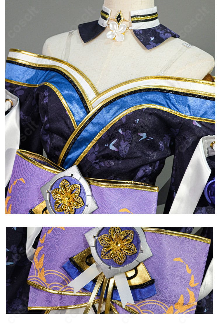 信濃「満ち欠ける朧月」コスプレ衣装 斜襟の領口＆腰封ベルト装飾ディテール｜豪華な仕上がり