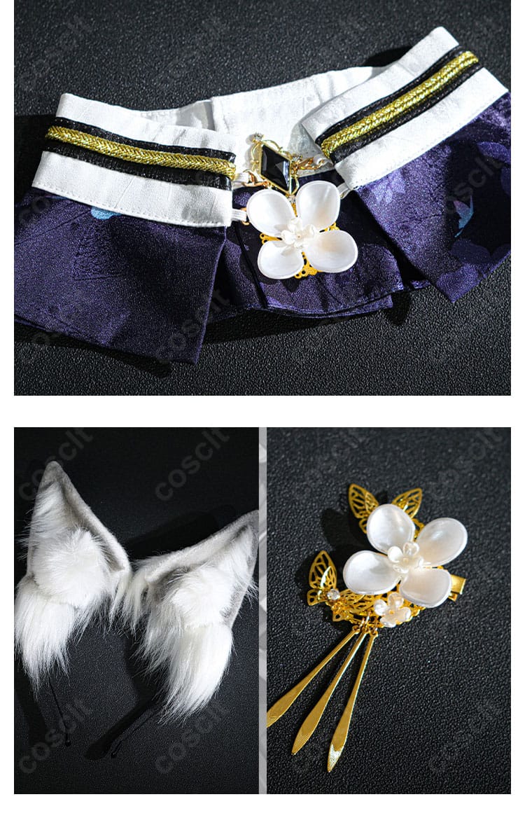 信濃「満ち欠ける朧月」コスプレ衣装 髪飾りアクセサリーの細部｜美しく華やかな仕上げ