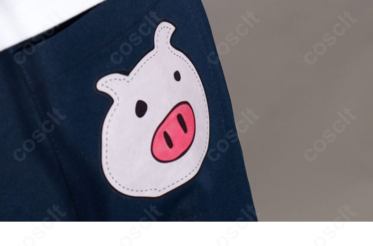 HUNDRED LINE 丸子楽 私服コスプレ衣装 ズボン小豚柄ディテール写真｜遊び心あるデザイン