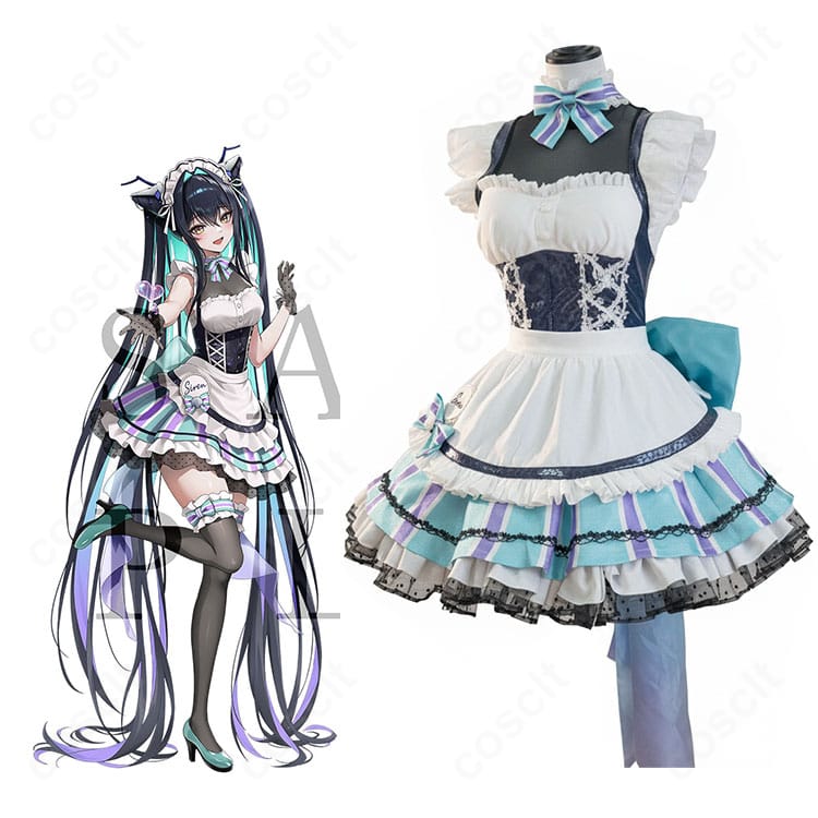 勝利の女神NIKKE リトルマーメイド Abyss Flower コスプレ衣装とキャラクター公式イラストの比較図