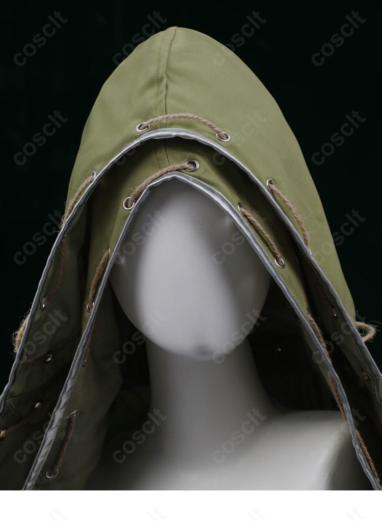 フード付きコート装飾部分のクローズアップ｜IdentityV 傭兵 コスプレ衣装 帽子デザイン