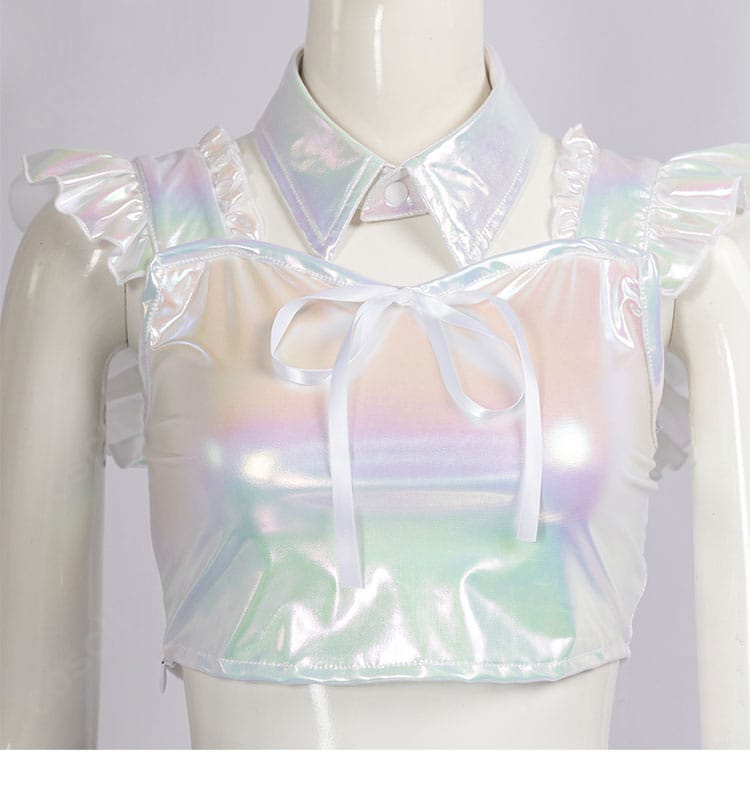 雨上がりのアイリス アイドル衣装 藤田ことね コスプレ衣装 襟元とネック装飾ディテール画像